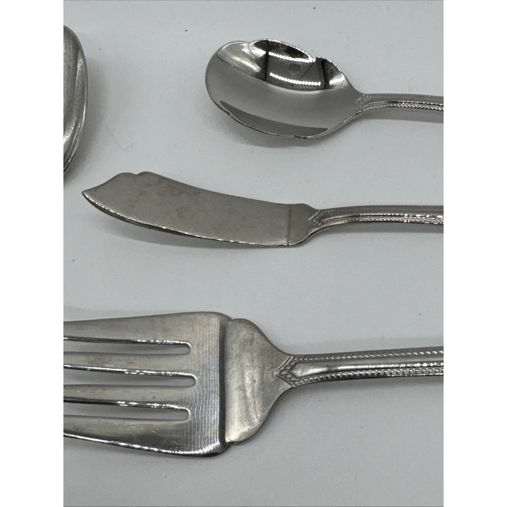Lenox French Perle Beaded Teardrop‎ 18/10 Vietnam Stainless Steel 60 Pc Set
